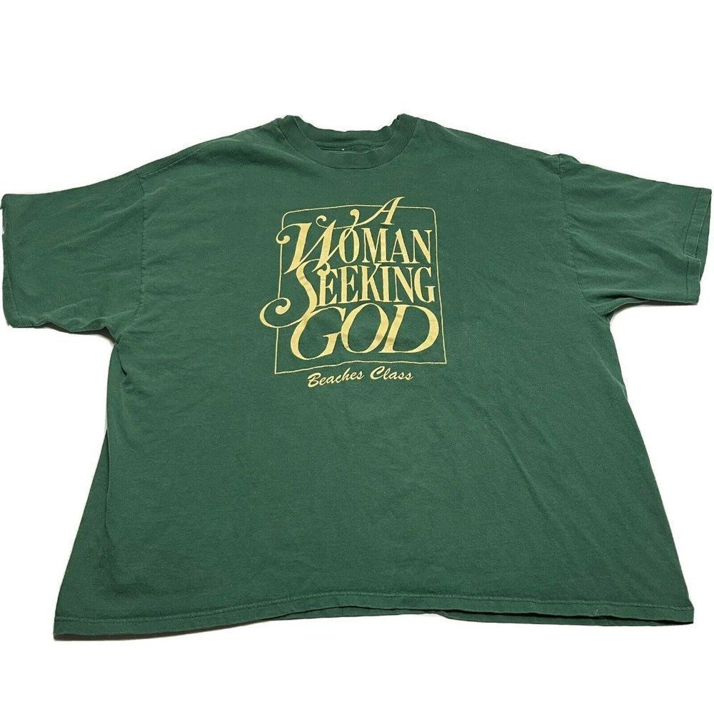 A Woman Seeking God Beaches Class Green Religious Vintage T Shirt Size L